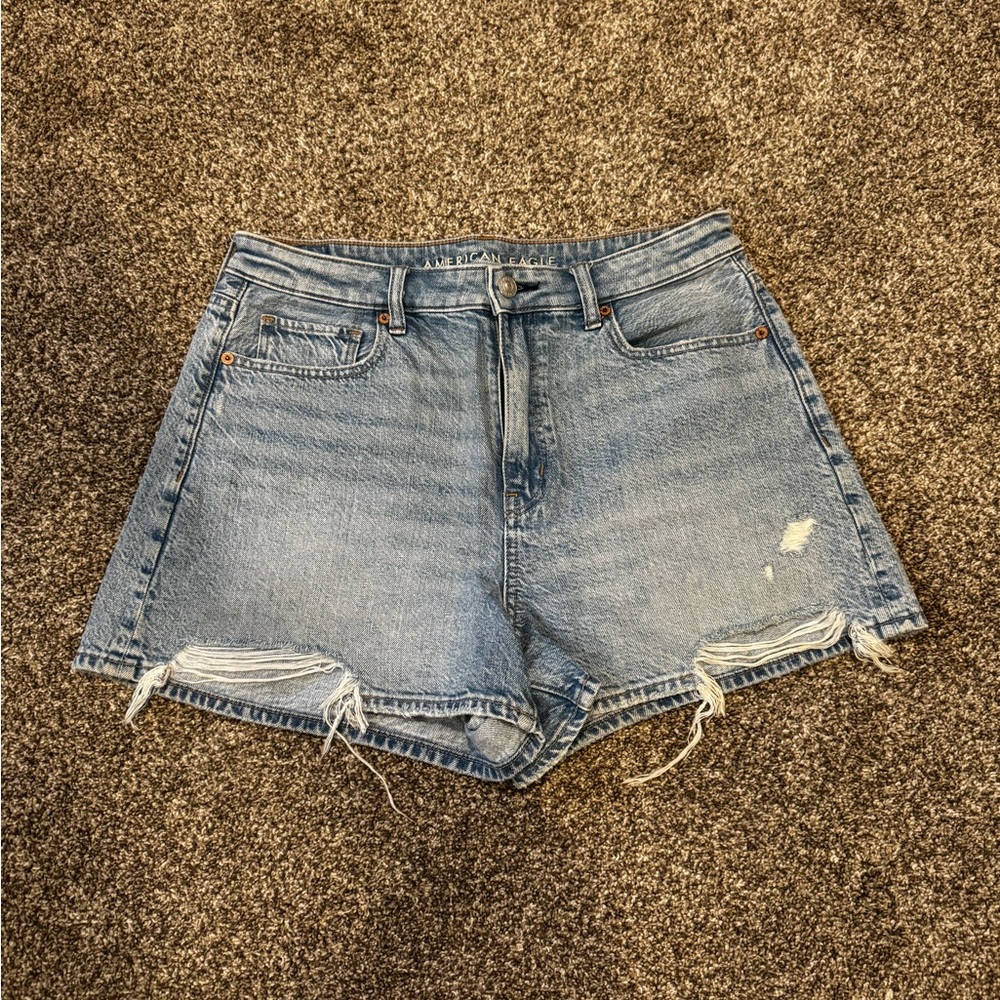 American Eagle Outfitters Light Blue Distressed Jean Shorts
